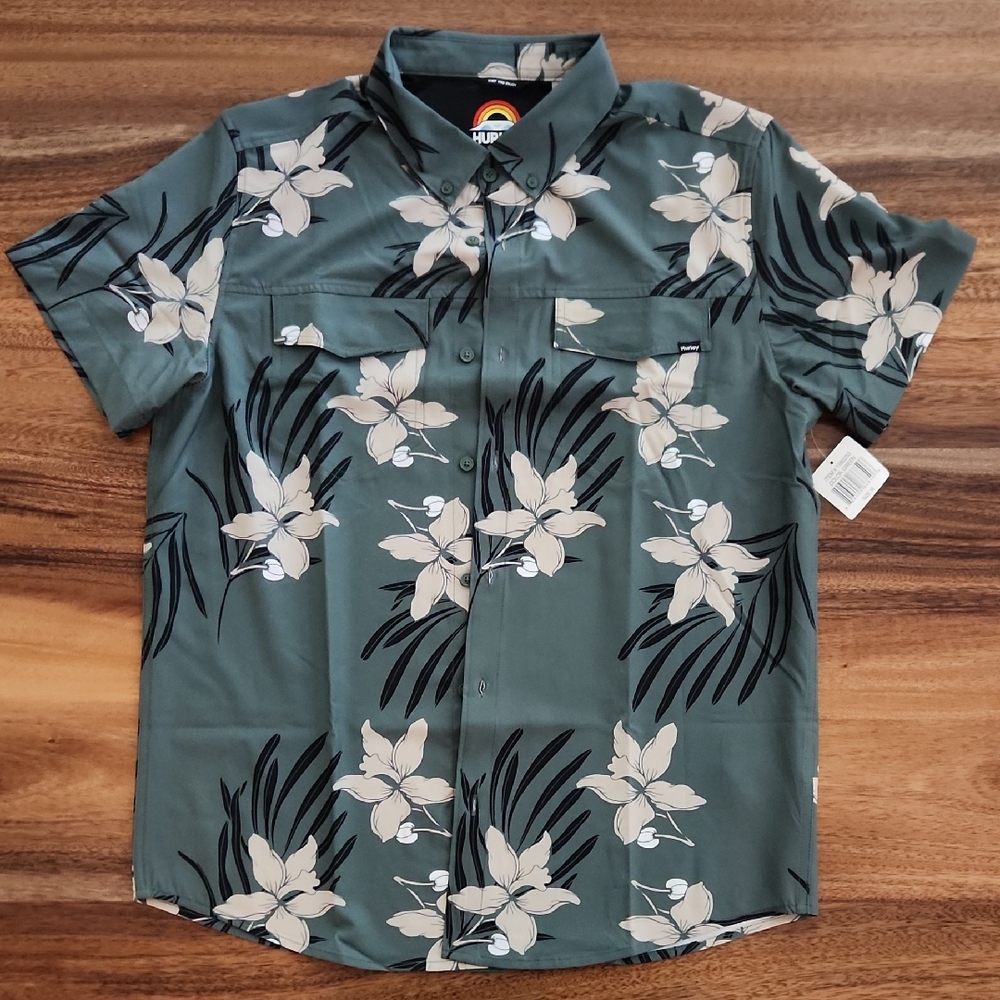 Hurley SS Floral Button Down Mens Medium